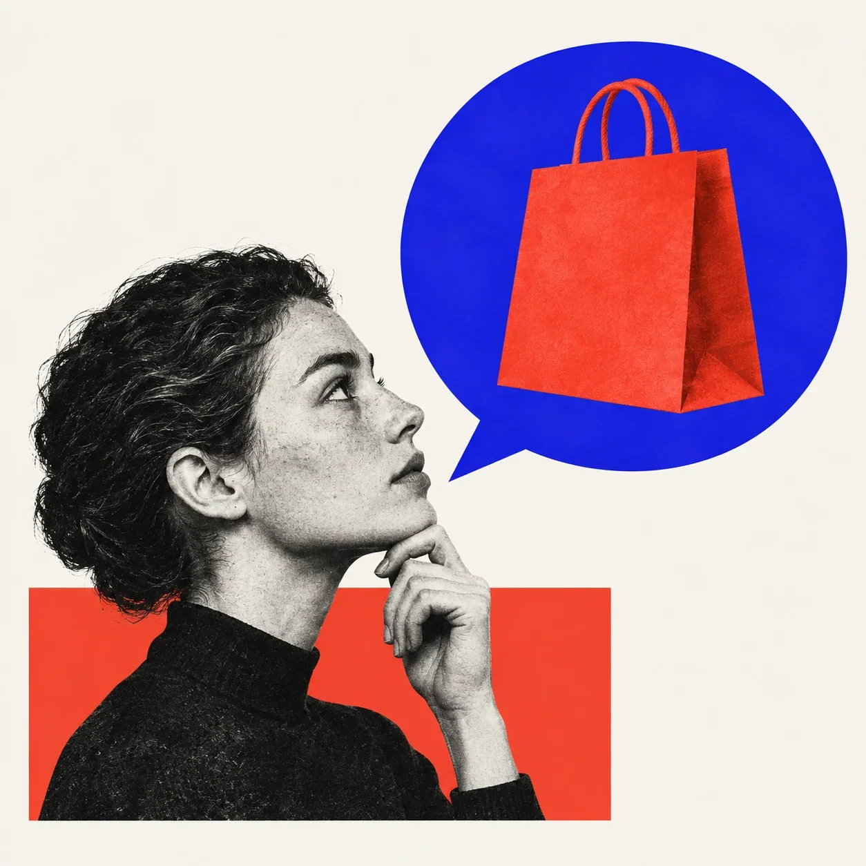 A human profile asking a shopping question
